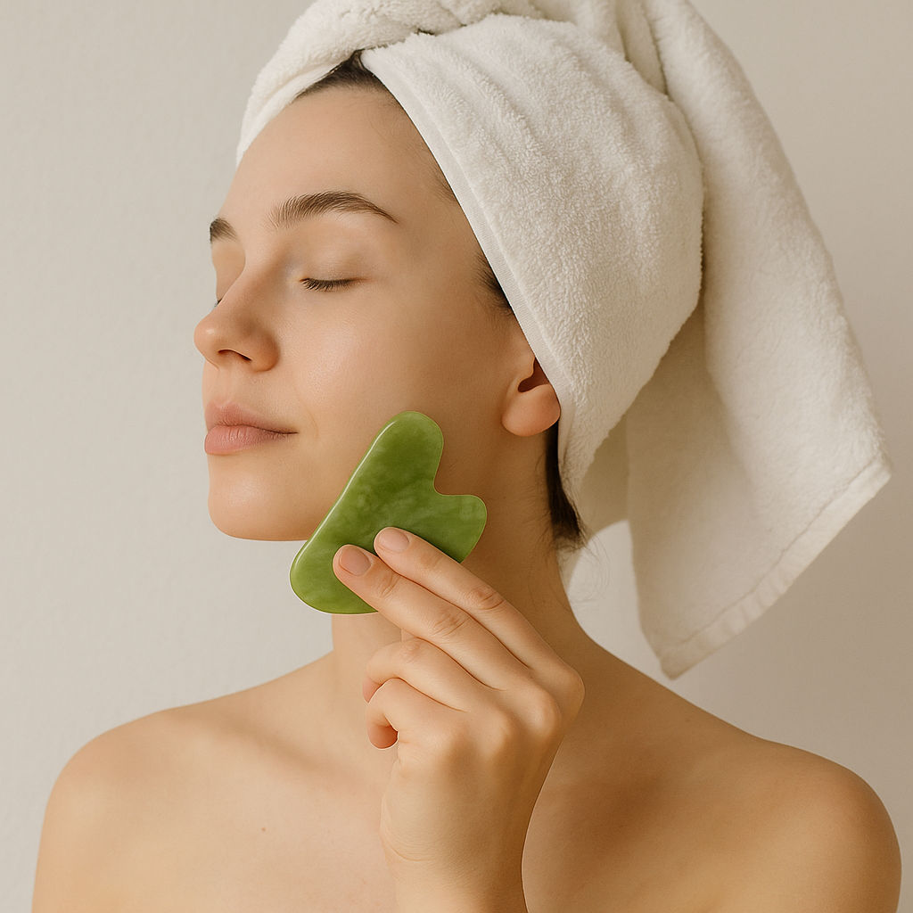 Kayanara Original Jade Stone Gua Sha for Face, Neck & Under Eye, Reduces Puffiness & Wrinkles