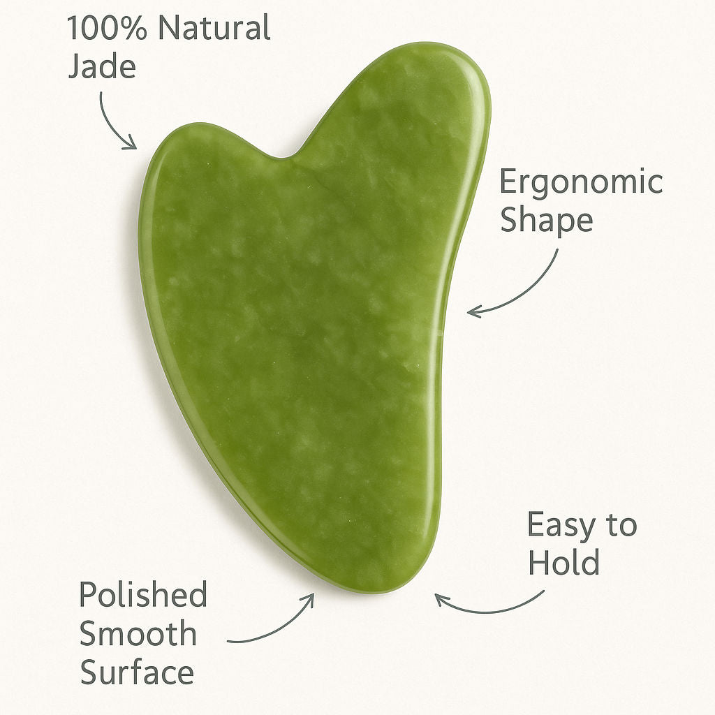 Kayanara Original Jade Stone Gua Sha for Face, Neck & Under Eye, Reduces Puffiness & Wrinkles