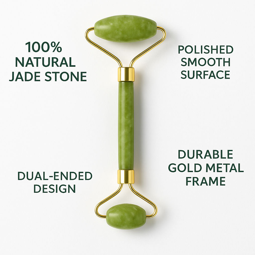 Kayanara Original Jade Stone Face Roller for Face, Neck & Under Eye, Reduces Fine Lines & Puffiness