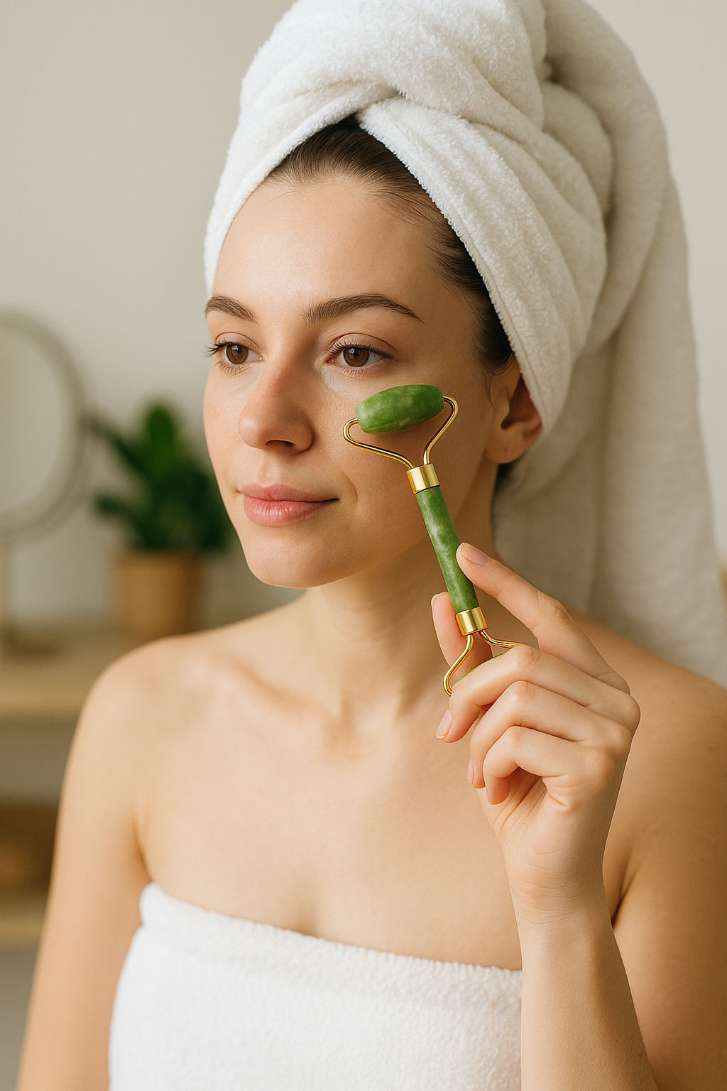 Kayanara Original Jade Stone Face Roller for Face, Neck & Under Eye, Reduces Fine Lines & Puffiness