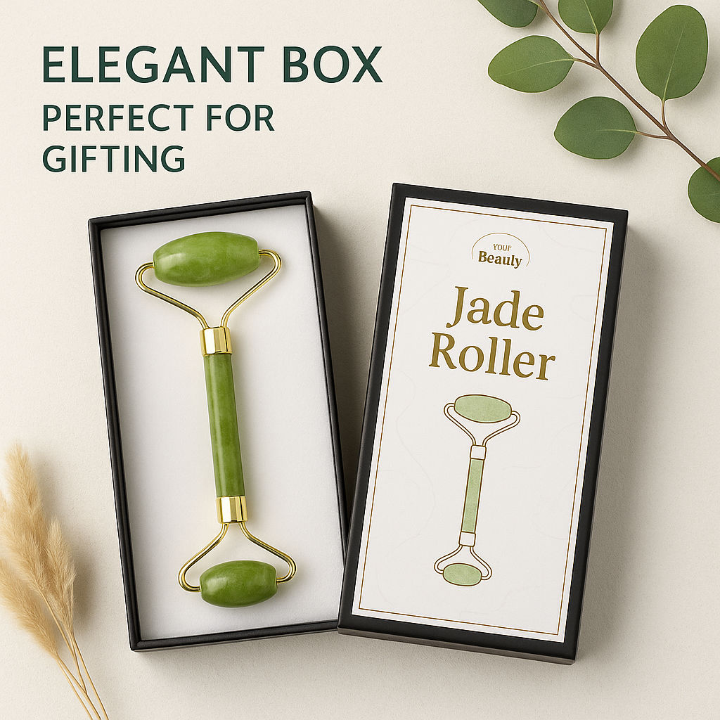 Kayanara Original Jade Stone Face Roller for Face, Neck & Under Eye, Reduces Fine Lines & Puffiness