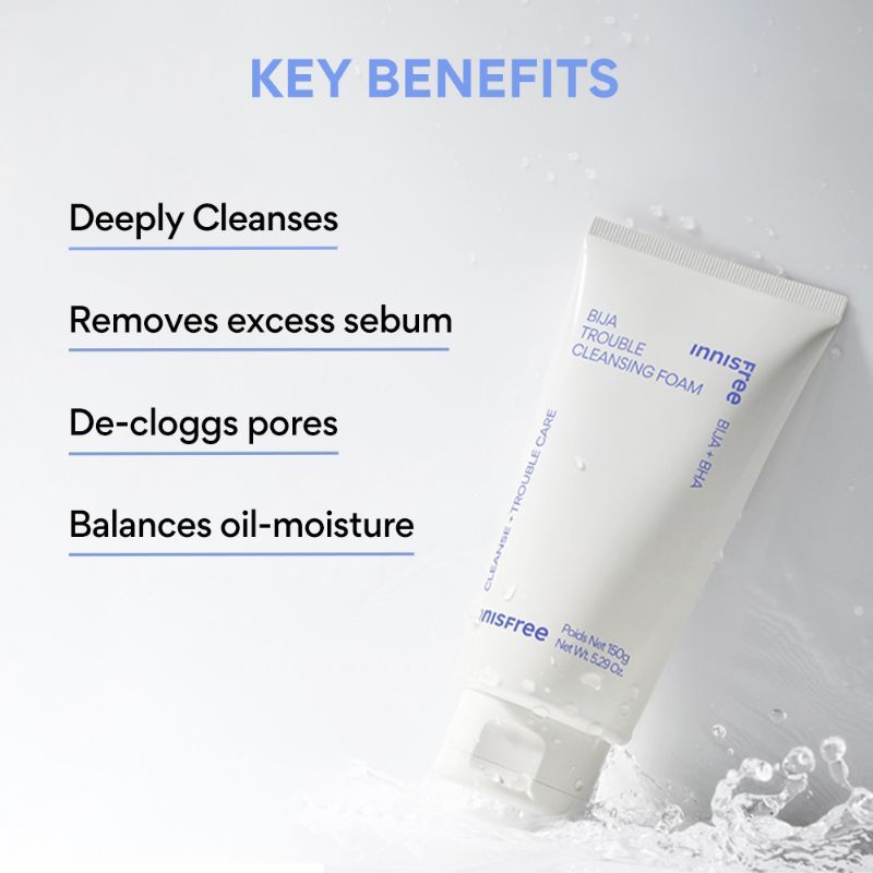 Innisfree Bija Trouble Care Foam Cleanser With Salicylic Acid For Acne Control