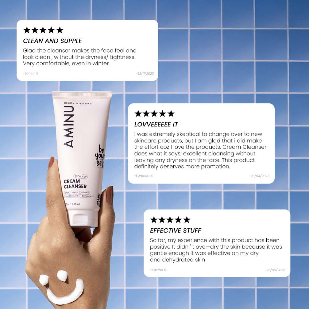 Aminu Cream Cleanser for Hydration, Barrier Care & Mature-Sensitive Skin Ceramides + Olive Squalane