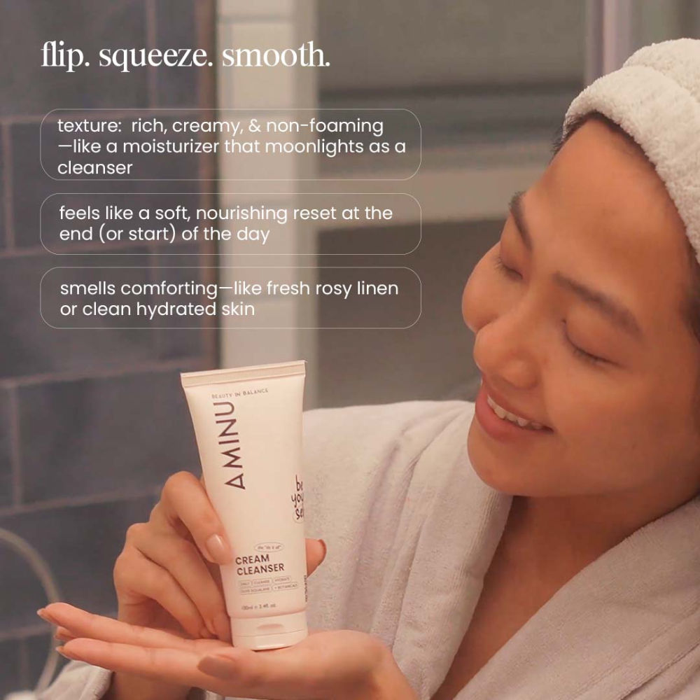 Aminu Cream Cleanser for Hydration, Barrier Care & Mature-Sensitive Skin Ceramides + Olive Squalane