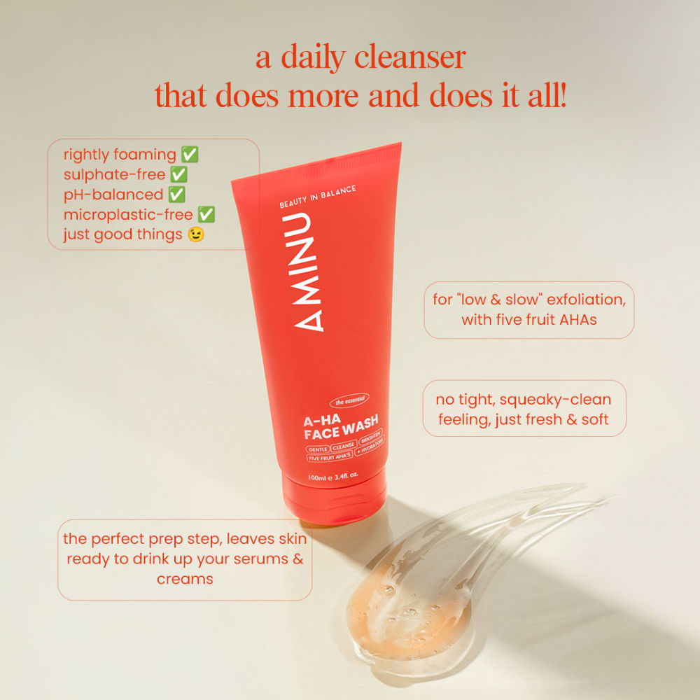 Aminu AHA Face Wash – Exfoliating & Brightening Cleanser for Dull Skin, Acne Marks & Dark Spots