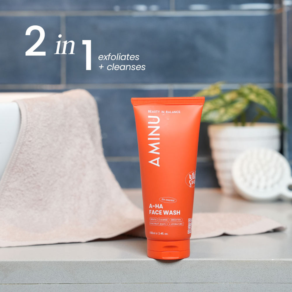 Aminu AHA Face Wash – Exfoliating & Brightening Cleanser for Dull Skin, Acne Marks & Dark Spots