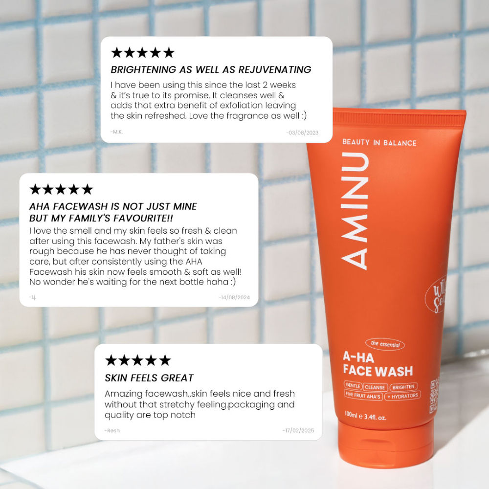 Aminu AHA Face Wash – Exfoliating & Brightening Cleanser for Dull Skin, Acne Marks & Dark Spots