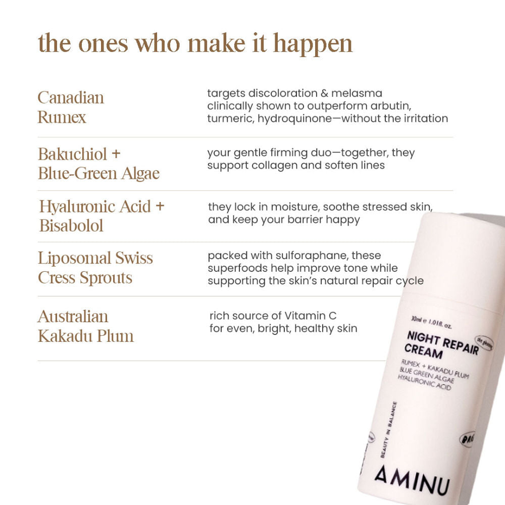 Aminu Night Repair Cream-Brightening Moisturizer for Uneven Tone & Dark Spots-Niacinamide + Vit C+HA