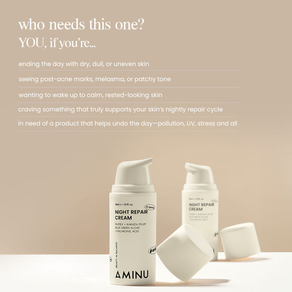 Aminu Night Repair Cream-Brightening Moisturizer for Uneven Tone & Dark Spots-Niacinamide + Vit C+HA