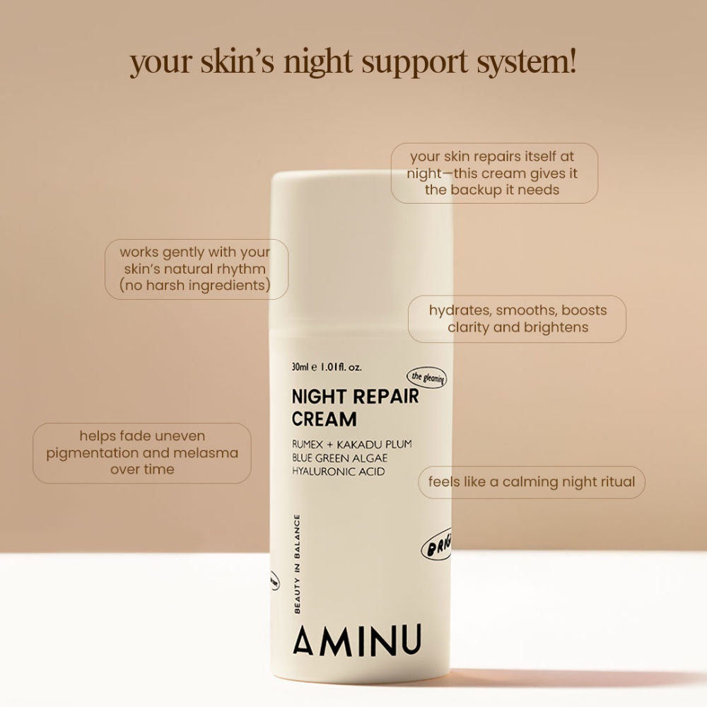 Aminu Night Repair Cream-Brightening Moisturizer for Uneven Tone & Dark Spots-Niacinamide + Vit C+HA