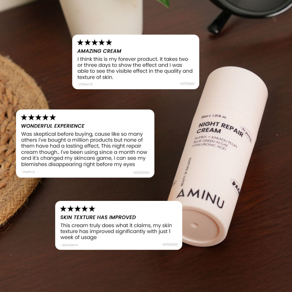 Aminu Night Repair Cream-Brightening Moisturizer for Uneven Tone & Dark Spots-Niacinamide + Vit C+HA