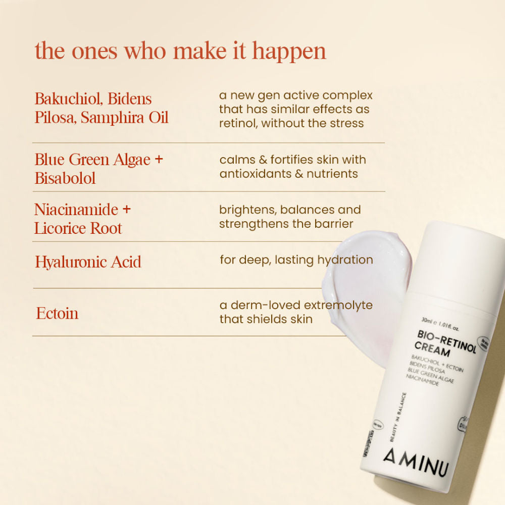 Aminu BioRetinol Cream-Bakuchiol + Niacinamide + Ectoin to renew skin,strengthen barrier,fight aging