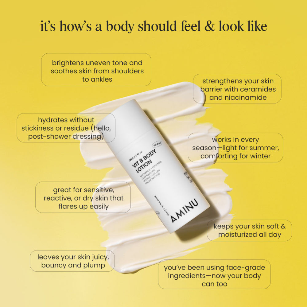 Aminu VitB Body Lotion Brightening, Nourishing, Barrier-Repair Niacinamide + HA + Antioxidants
