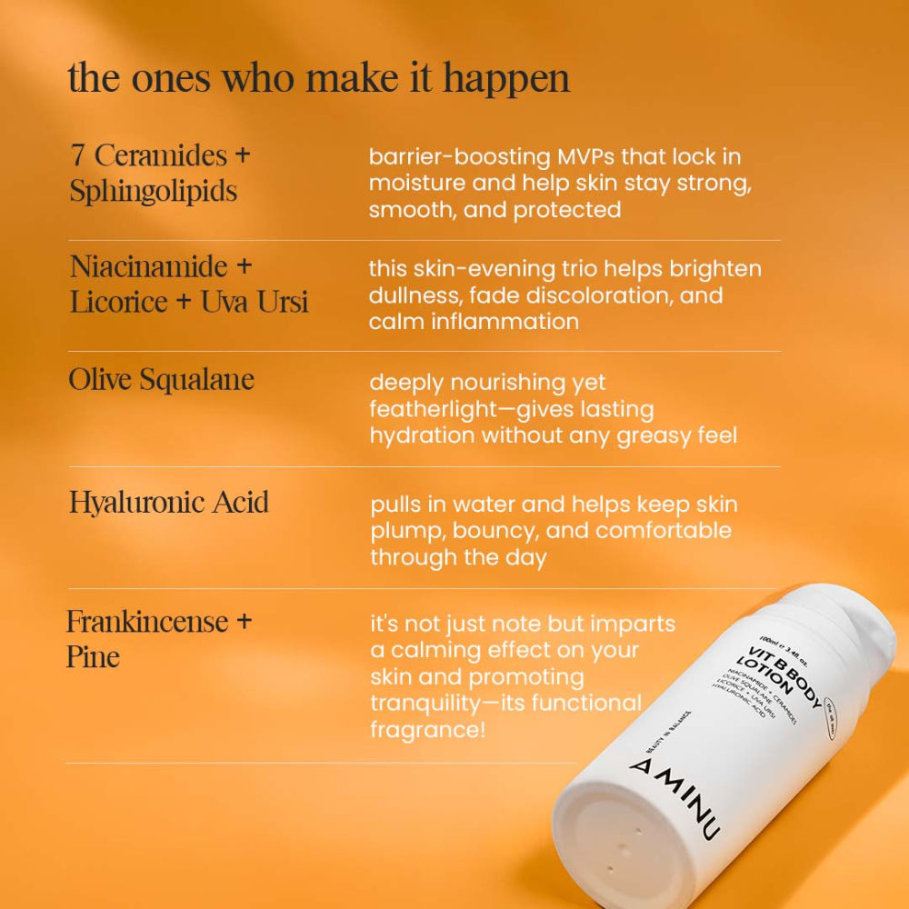 Aminu VitB Body Lotion Brightening, Nourishing, Barrier-Repair Niacinamide + HA + Antioxidants