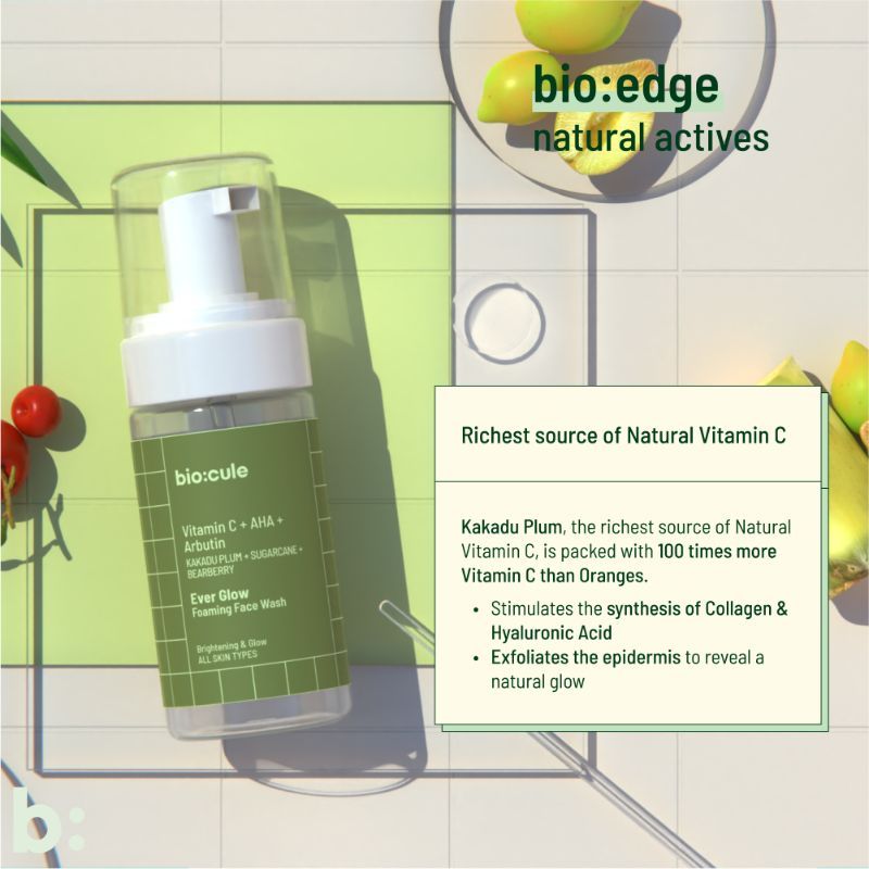 Biocule Ever Glow Vitamin C Foaming Face Wash With AHA & Arbutin For All Skin