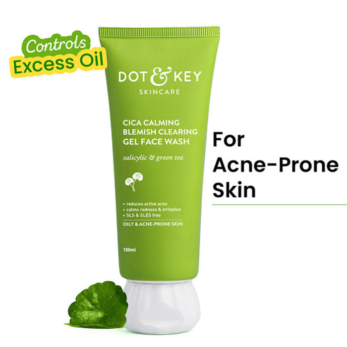 Dot & Key Cica Salicylic & Green Tea Facewash For Acne Prone Skin, Cleanses Pores & Excess Oil
