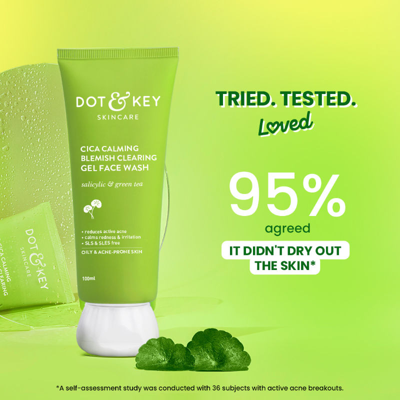 Dot & Key Cica Salicylic & Green Tea Facewash For Acne Prone Skin, Cleanses Pores & Excess Oil
