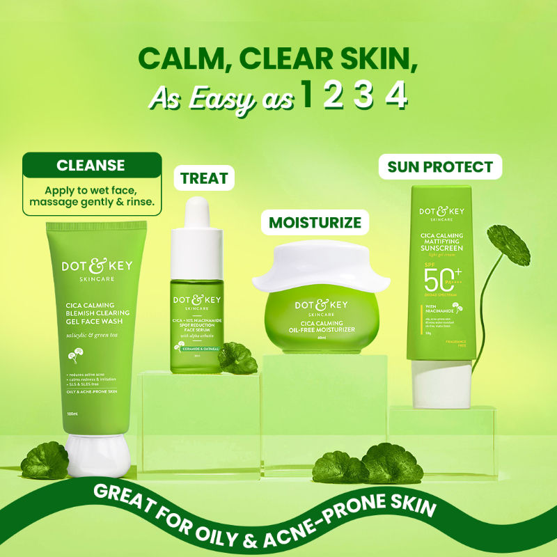 Dot & Key Cica Salicylic & Green Tea Facewash For Acne Prone Skin, Cleanses Pores & Excess Oil