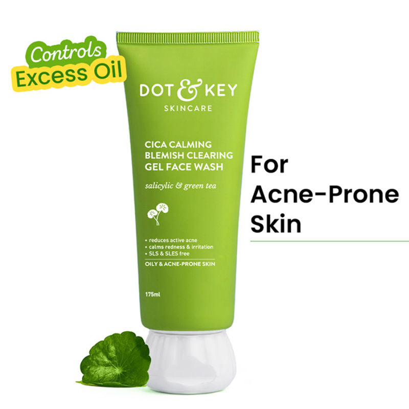 Dot & Key Cica Salicylic & Green Tea Facewash For Acne Prone Skin, Cleanses Pores & Excess Oil