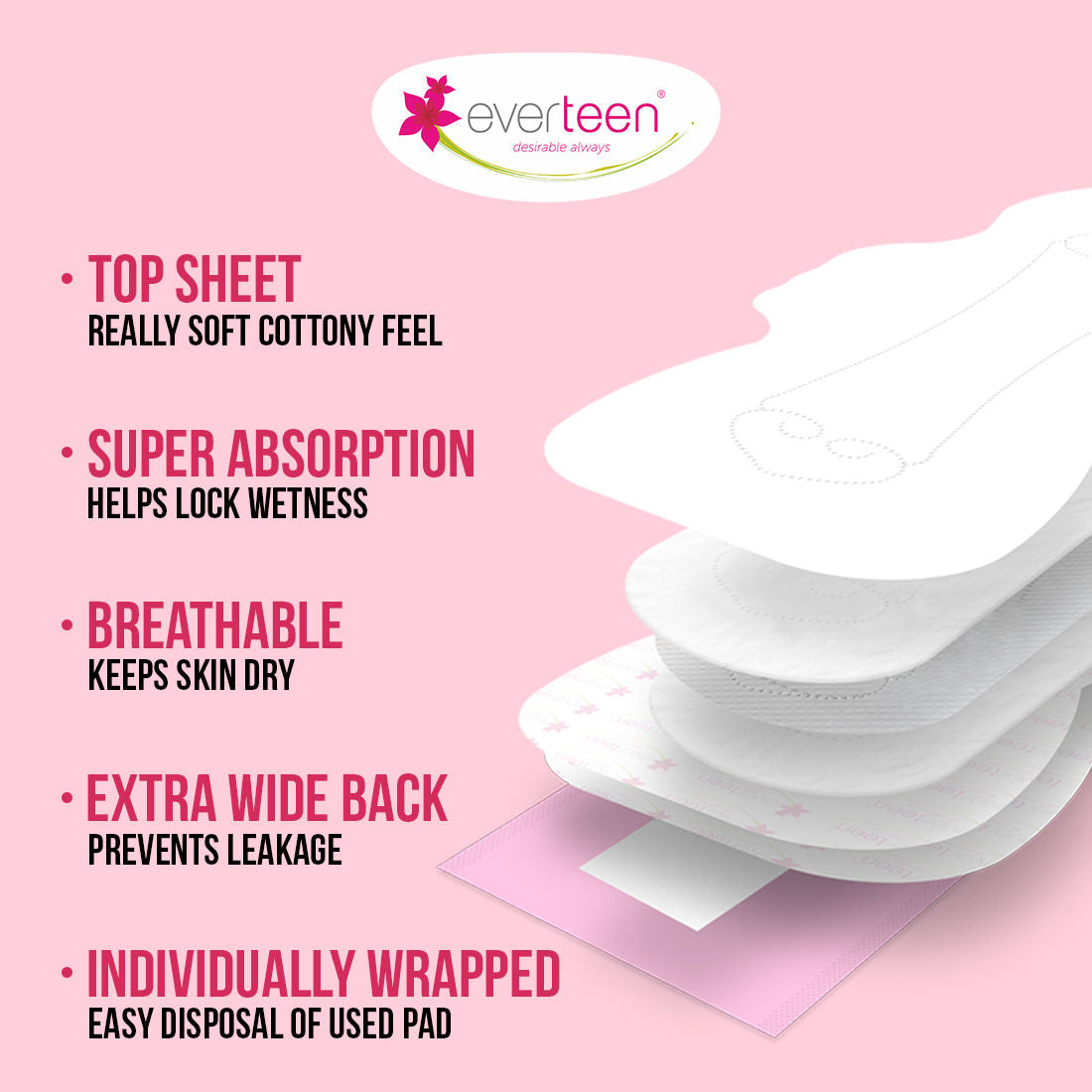 Everteen Period Care Xxl Soft Sanitary Pads Neem Safflower Heavy Flow, Rash-Free