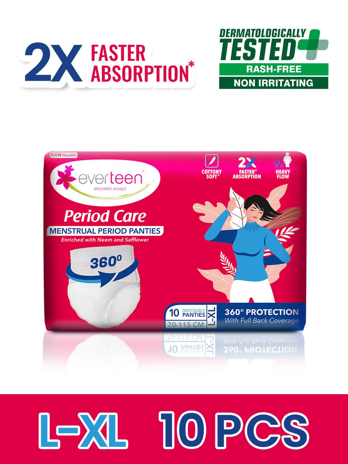 Everteen Disposable Overnight Period Panties for Heavy Flow, L-XL Panty