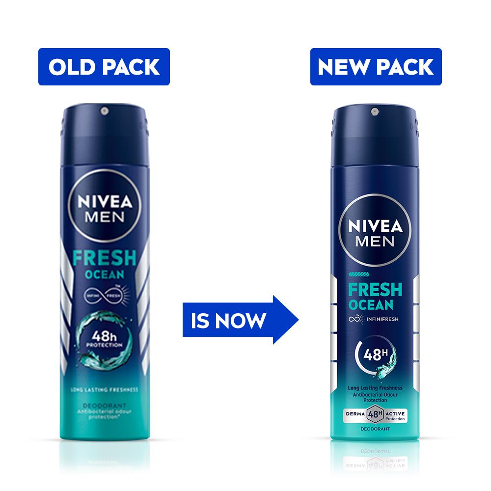 NIVEA MEN Deodorant, Fresh Ocean, 48h Long lasting Freshness with Fresh Aqua Scent