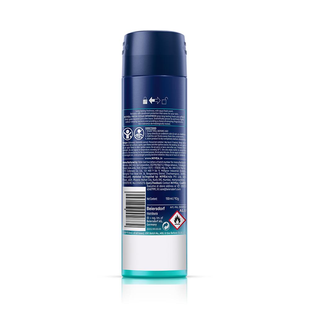 NIVEA MEN Deodorant, Fresh Ocean, 48h Long lasting Freshness with Fresh Aqua Scent