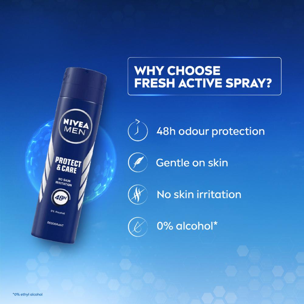 NIVEA MEN Deodorant, Protect & Care, No Skin Irritation & 48h Freshness