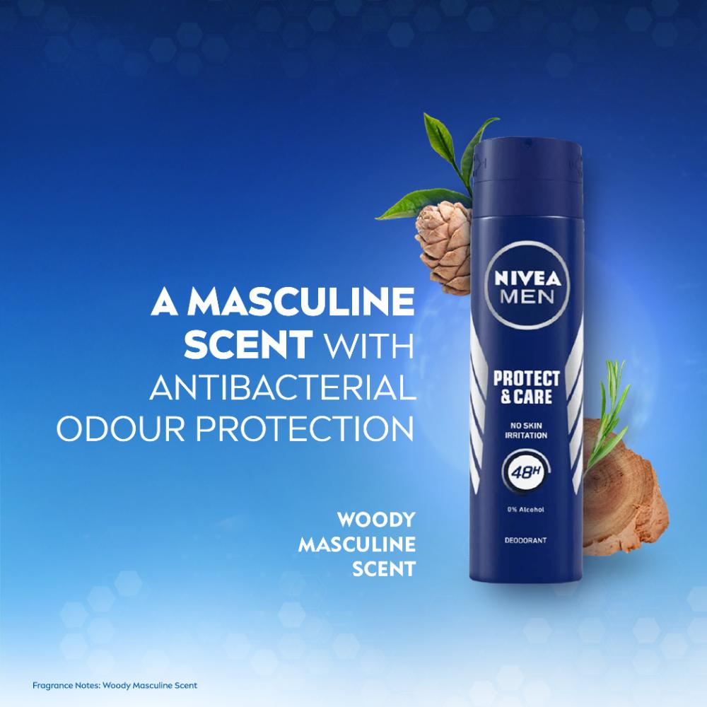 NIVEA MEN Deodorant, Protect & Care, No Skin Irritation & 48h Freshness