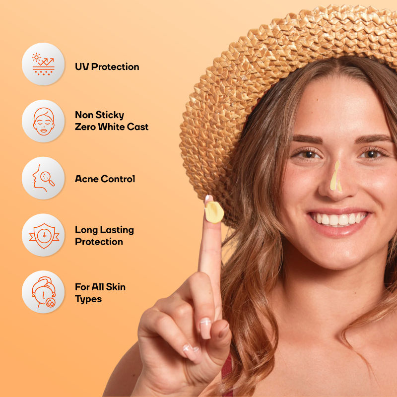 Mountainor Sunscreen for Oily Skin, Anti Acne UV Face Gel SPF 50 PA++++ Glow, Matte & No White Cast