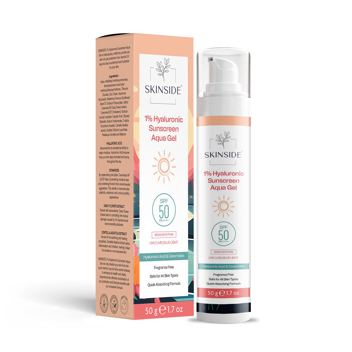 SKINSIDE 1% Hyaluronic Sunscreen Aqua Gel Ultra Light SPF 50 PA++++
