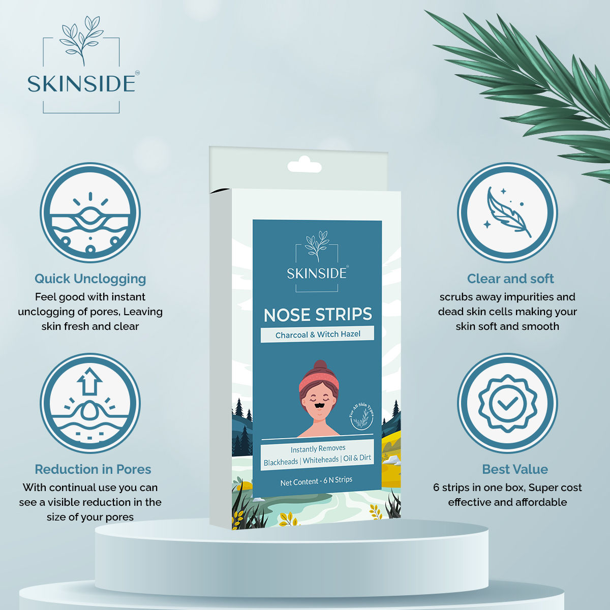 SKINSIDE Nose Strips With Charcoal & Witch Hazel