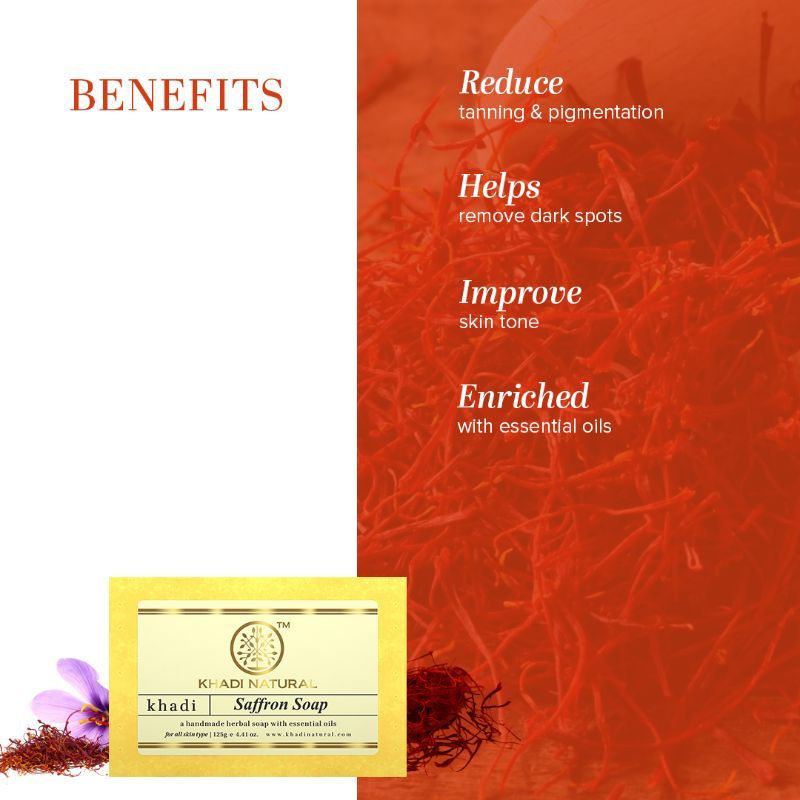 Khadi Natural Saffron Handmade Soap Reduce Blemishes & Dark Spots