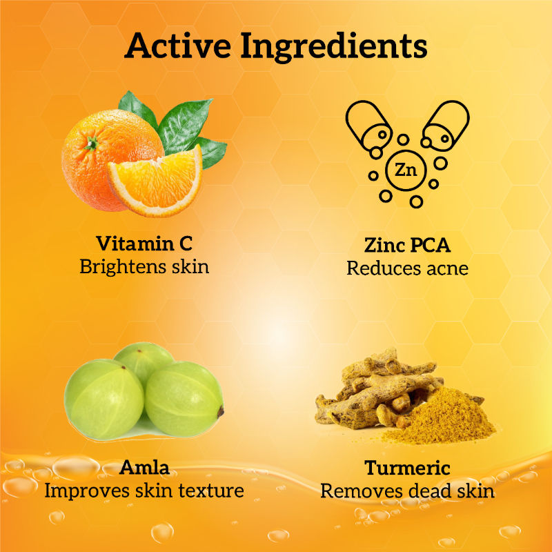 inatur Vitamin-C Serum with Hyaluronic Acid, Amla & Turmeric, Lightweight Formula for Glowing Skin
