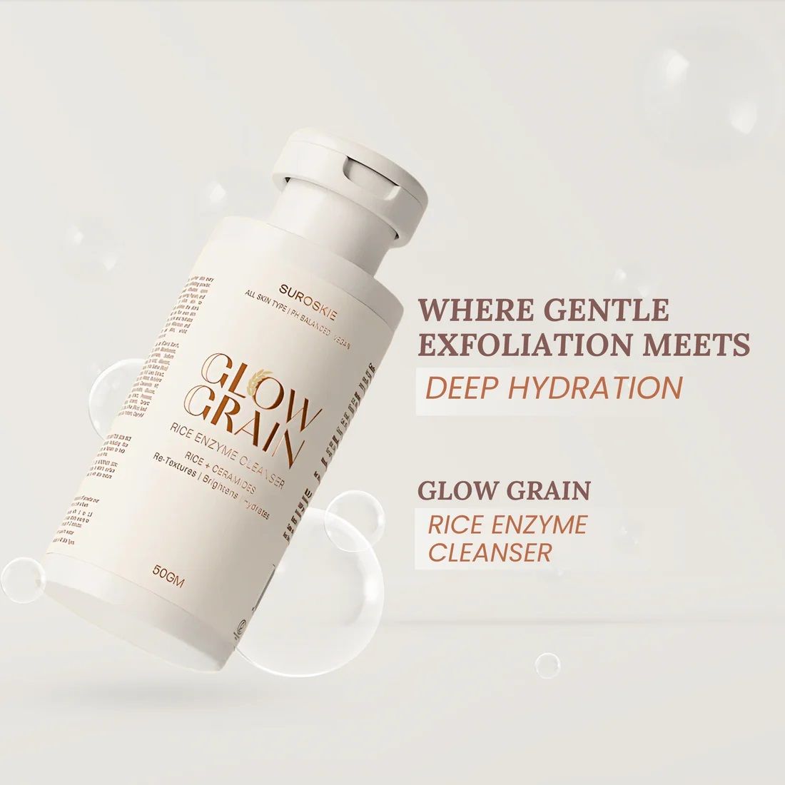 SUROSKIE Glow Grain Rice Enzyme Cleanser For Glowing & Hydrated Skin