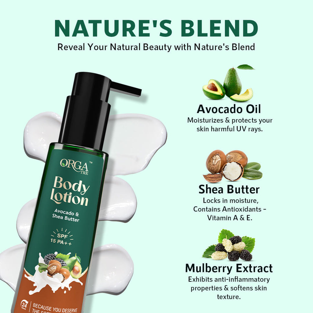 Orgatre Body Lotion With Avocado & Shea Butter, Spf 15 Pa++ – Moisturizes Dry Skin
