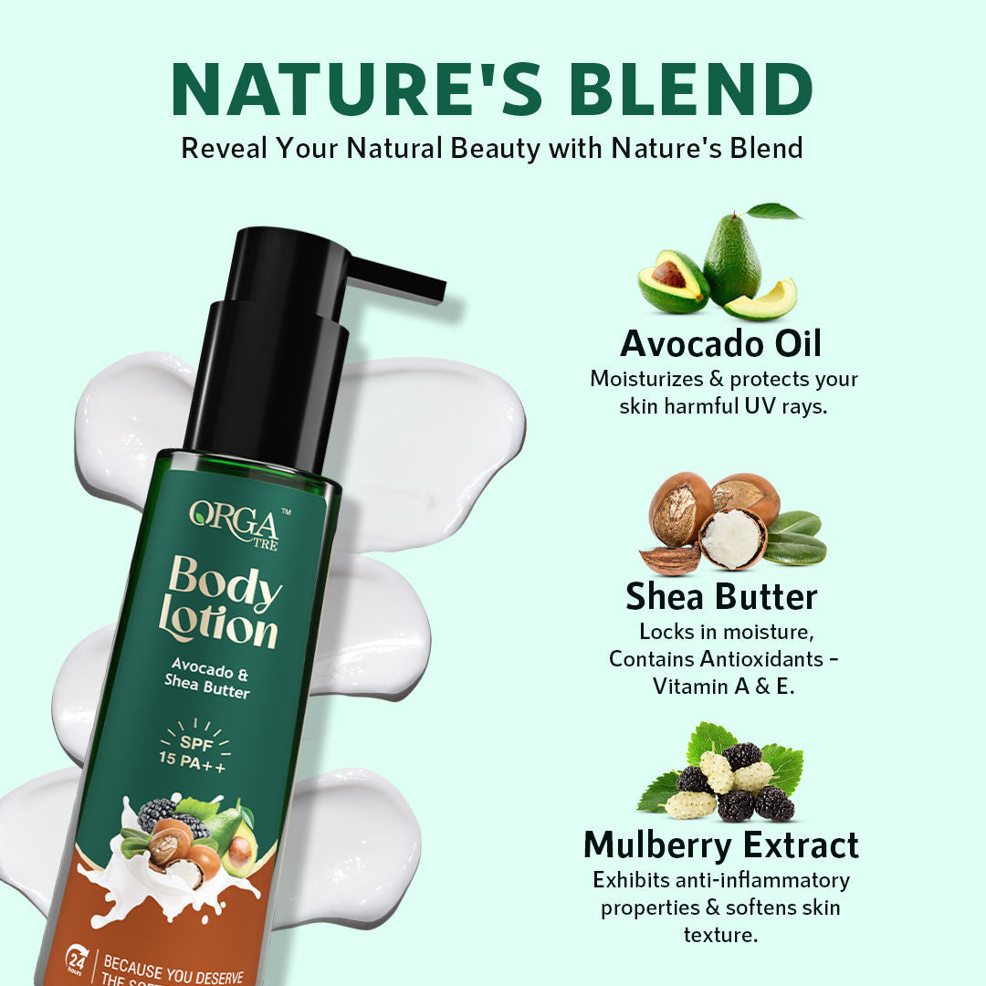 Orgatre Body Lotion With Avocado & Shea Butter, Spf 15 Pa++ – Moisturizes Dry Skin