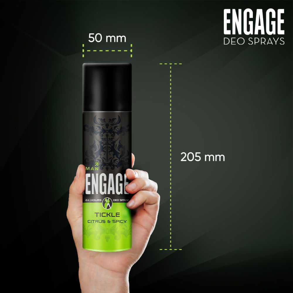 Engage Tickle Deo Spray For Men, Citrus & Spicy, Skin Friendly, Long-Lasting
