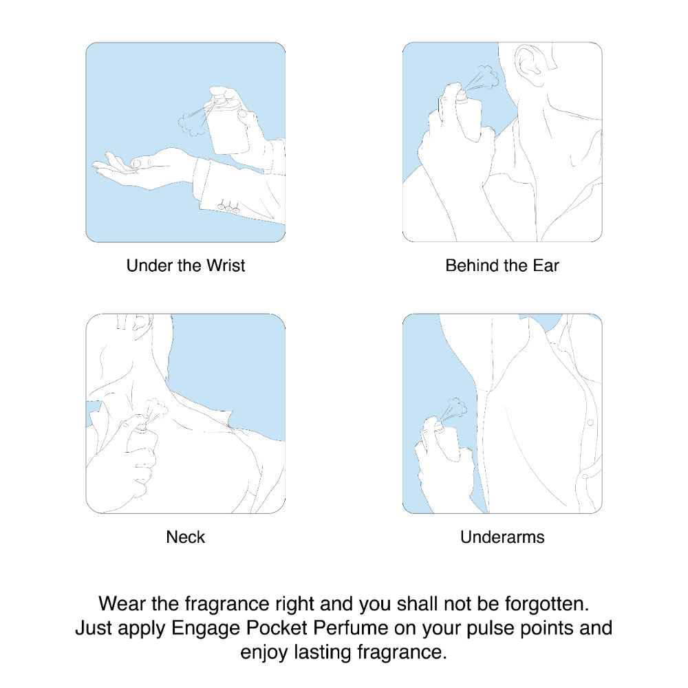 Engage On Classic Woody Pocket Perfume For Men, Citrus & Spicy, Skin Friendly, Long-Lasting