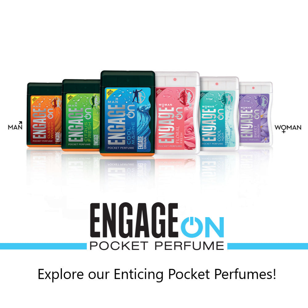 Engage On Classic Woody Pocket Perfume For Men, Citrus & Spicy, Skin Friendly, Long-Lasting