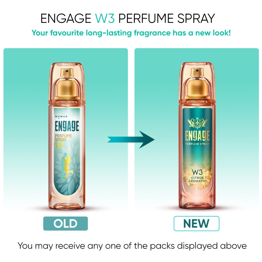 Engage W3 Perfume Spray For Women, Citrus & Floral, Skin Friendly, Long-Lasting