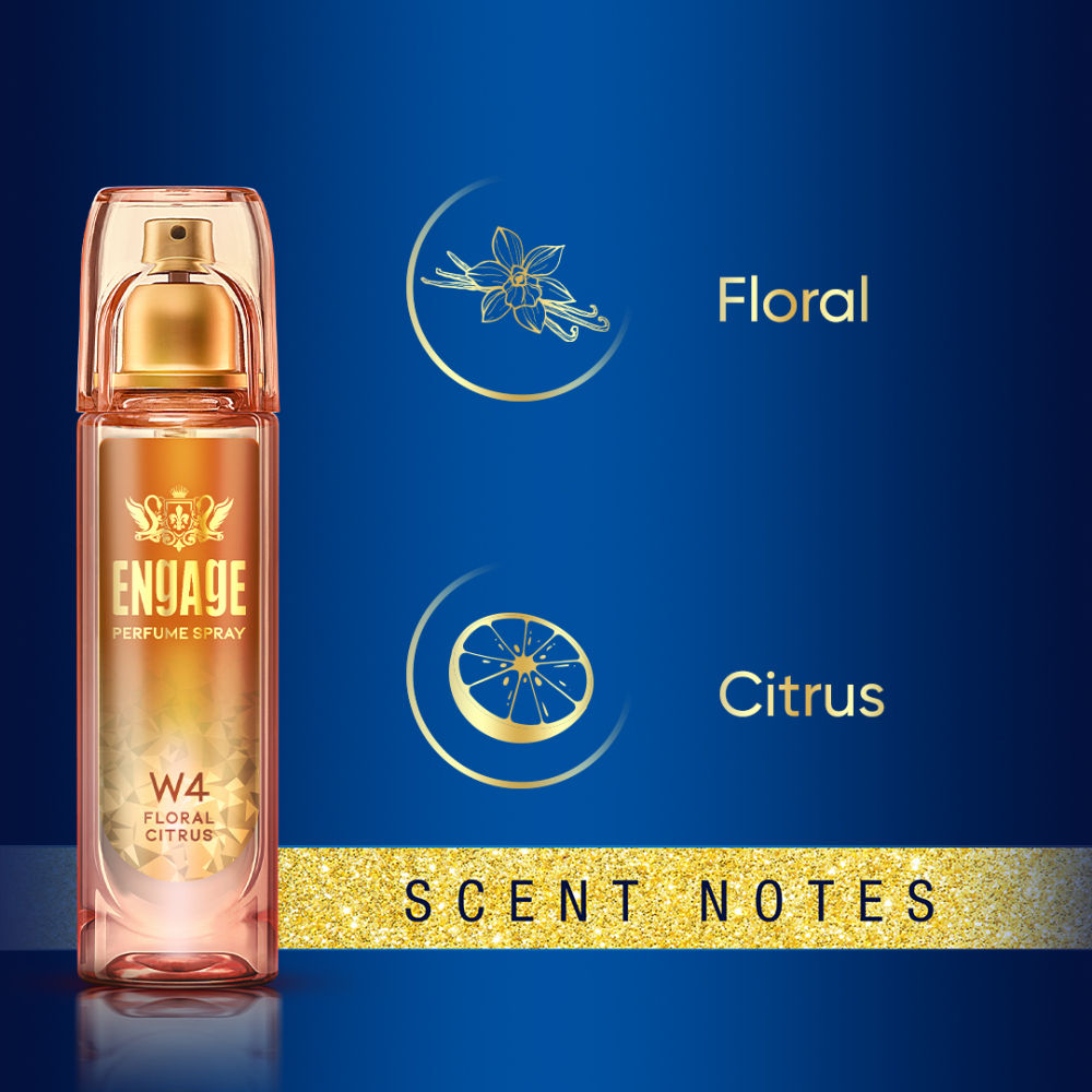 Engage W4 Perfume Spray For Women, Fruity & Floral, Skin Friendly, Long-Lasting