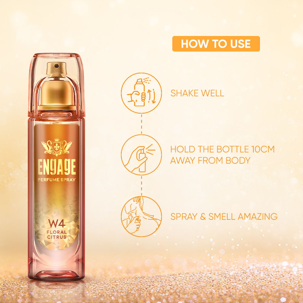 Engage W4 Perfume Spray For Women, Fruity & Floral, Skin Friendly, Long-Lasting