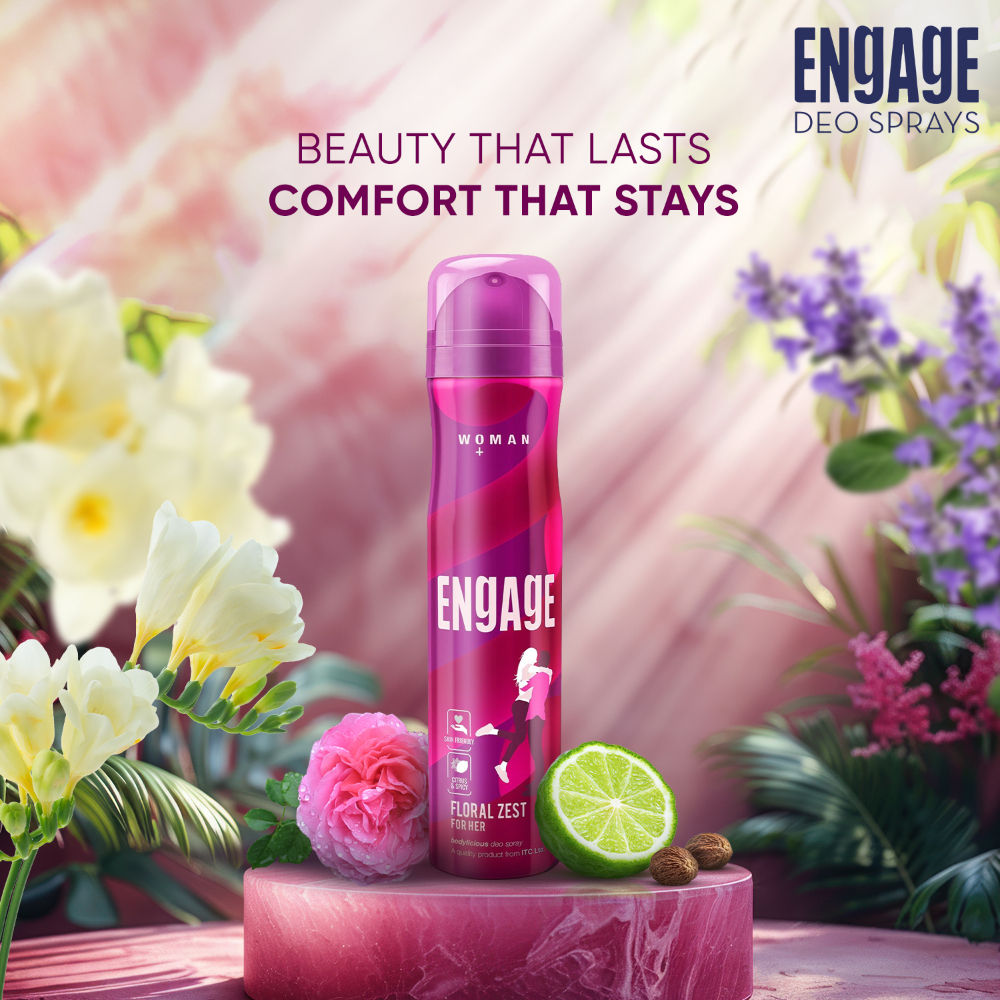 Engage Floral Zest Deodorant for Women, Citrus & Floral, Skin Friendly, Long-Lasting