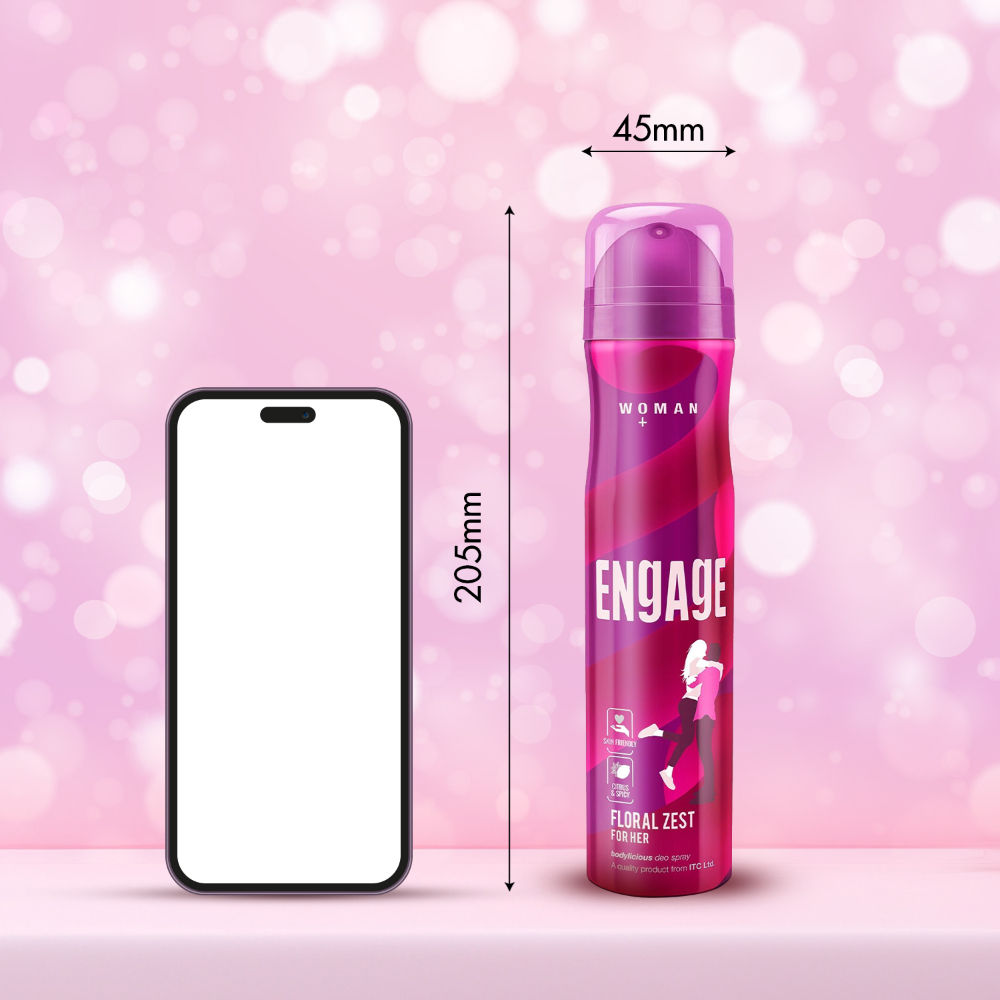 Engage Floral Zest Deodorant for Women, Citrus & Floral, Skin Friendly, Long-Lasting