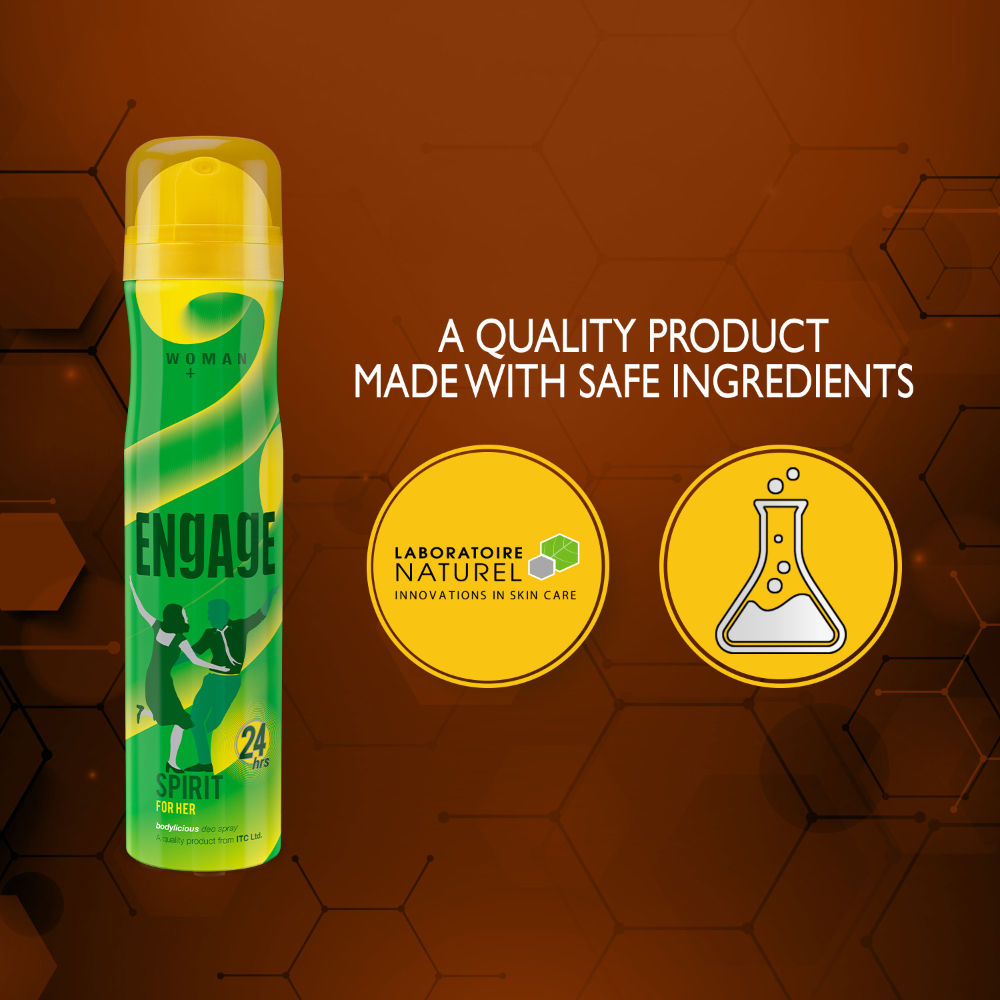 Engage Spirit Deodorant for Women, Cheerful & Jolly, Skin-Friendly, Long-Lasting