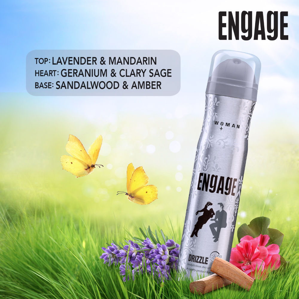 Engage Drizzle Deodorant For Women, Floral & Lavender, Skin Friendly, Long-Lasting