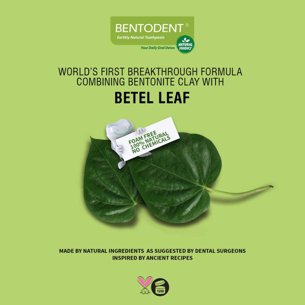 Bentodent Betel Leaf Toothpaste Organic, Vegan,SLS Free, Fluoride Free for Fresh breath