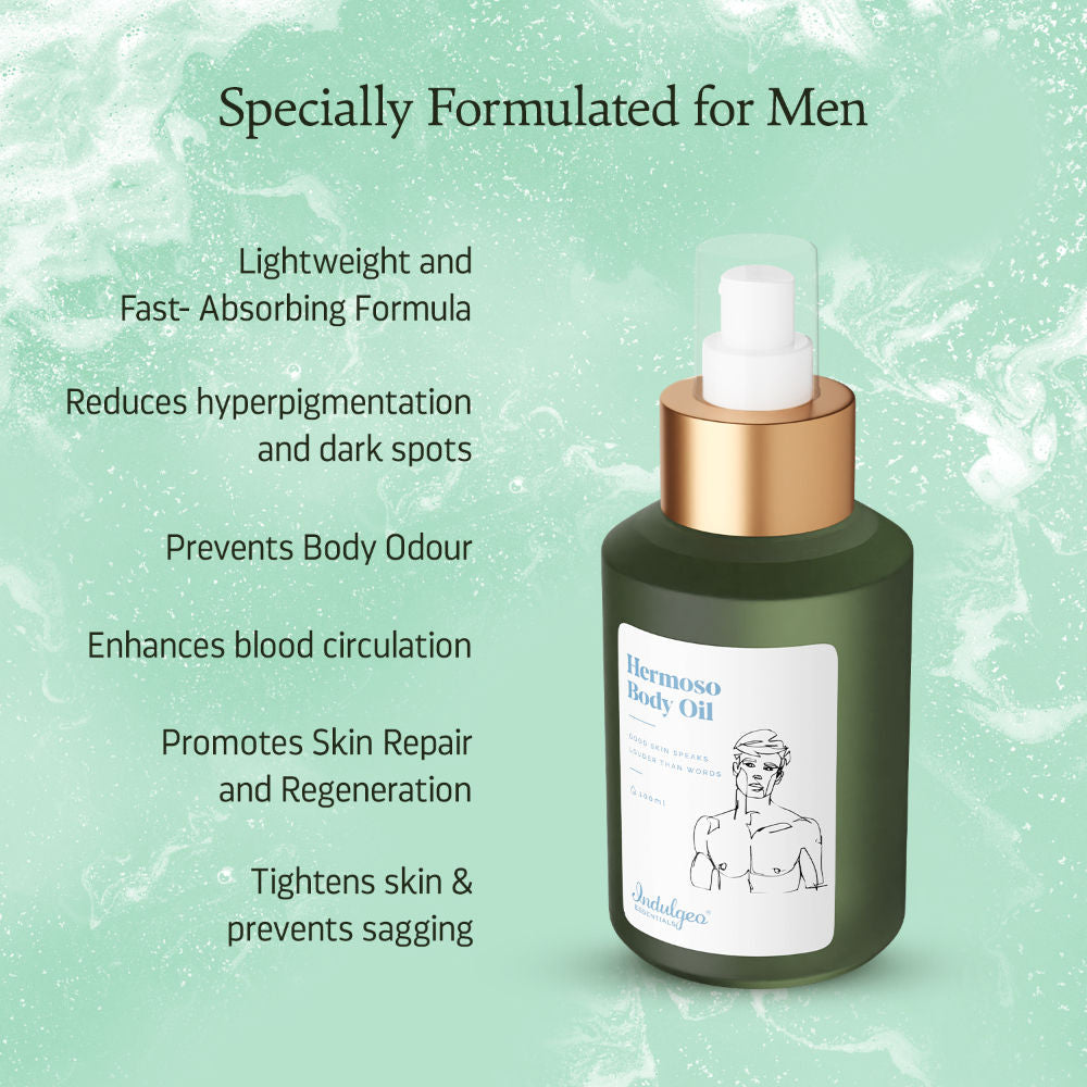 Indulgeo Essentials Hermoso Body Oil For Men, Helps in Reducing Dryness & Dullness