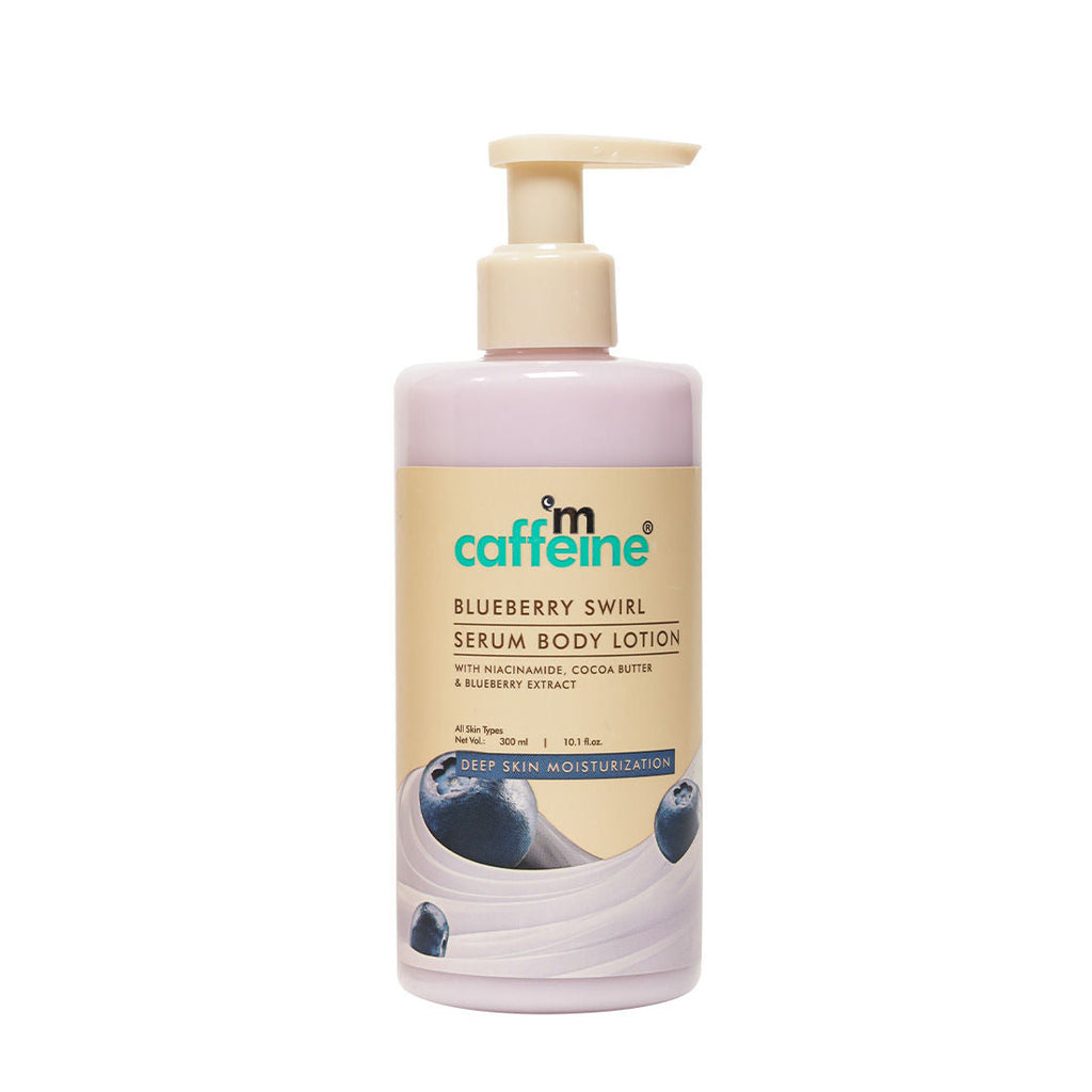 MCaffeine Blueberry Swirl Serum Body Lotion 72 hrs Deep Moisturization With Niacinamide